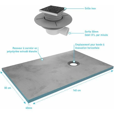 Plato De Ducha De Obra Recortable 140x90cm+ Válvula Horizontal - RAINY 6 Plato De Ducha De Obra Recortable 140x90cm+ Válvula Horizontal - RAINY - Imagen 4