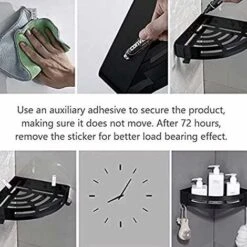 Estante De Esquina Para Ducha, Estante De Ducha De Esquina, Estante De Ducha De Esquina Libre De Aluminio Con Dos Soportes De Gancho De Ducha -Hogar Baño Tienda 92821374 3