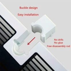 Estante De Ducha Telescópico, Estante De Ducha De Poste Ajustable De Aleación De Aluminio Con 2 Ganchos -Hogar Baño Tienda 92836215 4