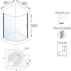 Cabina De Ducha Giove 90x90cm En Pvc Abertura Lateral Semicircular 7 Cabina De Ducha Giove 90x90cm En Pvc Abertura Lateral Semicircular -Hogar Baño Tienda 93944909 3