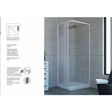 Box Doccia Acquario 70x70 Cm In PVC Con Apertura A Soffietto Laterale 5 Box Doccia Acquario 70x70 Cm In PVC Con Apertura A Soffietto Laterale - Imagen 3