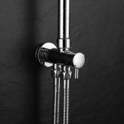 Columna De Ducha SIN GRIFERÍA Extensible De 80 A 120 Cm. Se Conecta A Grifos De Ducha Estandar. Incluye Desviador, 2 Flexos De 60cm Y 175cm, Ducha De Mano Y Rociador Superior Diseño Cuadrado -Hogar Baño Tienda 9409664 3