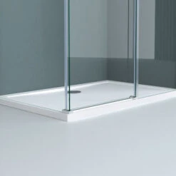 Doporro® Cabina De Ducha De Esquina Diseño Ravenna18, 90x140x195cm Con Puerta Corrediza Y Vidrio Templado De Seguridad Transparente, Entrada Izquierda Incluye Revestimiento Para Facil Limpieza -Hogar Baño Tienda 94172951 5