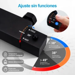 Heilmetz Sistema De Ducha Negro Con Termostato Conjunto De Ducha De Lluvia, Columna De Ducha De Acero Inoxidable 304 Con Cabezal De Ducha Y Teleducha, Ducha De Lluvia Angular Barra De Ducha Ajustable -Hogar Baño Tienda 94357451 4