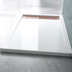 Doporro® Plato De Ducha Plano 80x120x5cm Diseño Xetro04W En Blanco Rectangular Fabricado En Acrílico Con Cubierta De Oro Rosa Adecuada Para Instalación A Nivel Del Suelo 10 Doporro® Plato De Ducha Plano 80x120x5cm Diseño Xetro04W En Blanco Rectangular Fabricado En Acrílico Con Cubierta De Oro Rosa Adecuada Para Instalación A Nivel Del Suelo -Hogar Baño Tienda 95192006 4