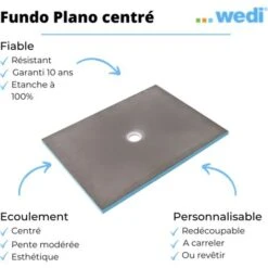 Wedi Fundo Primo Plato De Ducha Alicatable, Desaga¼e Centrado + Cola 320, 120 X 90 -Hogar Baño Tienda 95385386 4