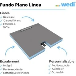 Bandeja Alicatable WEDI Fundo Plano Linea Con Desaga¼e Lineal Y Desaga¼e Integrado + Cola 320, 120 X 90 - Barra Corta -Hogar Baño Tienda 95385505 4