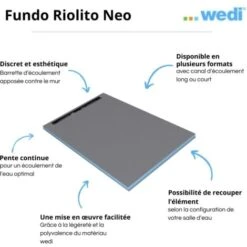 WEDI Fundo Riolito Neo Plato De Ducha Alicatado + Lista³n De Acabado + Desaga¼e Horizontal + Kit De Estanqueidad, 120 X 80, Flujo Horizontal -Hogar Baño Tienda 95385725 4