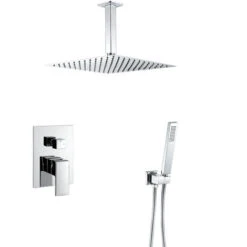 VALAZ Ducha Empotrada Monomando Techo Cuadrada Cromado Serie Tajo - 20cm