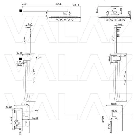 VALAZ Ducha Empotrada Monomando Pared Cuadrada Negro Mate Serie Tajo - 40cm 4 VALAZ Ducha Empotrada Monomando Pared Cuadrada Negro Mate Serie Tajo - 40cm - Imagen 2
