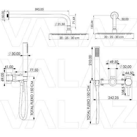 VALAZ Ducha Empotrada Monomando Redonda A Pared Cromado Serie Guadiana - 25cm 4 VALAZ Ducha Empotrada Monomando Redonda A Pared Cromado Serie Guadiana - 25cm - Imagen 2