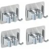 Juego De 4 Soportes Para Escobas De Pared - Acero Inoxidable - Con 1 Gancho Y 1 Abrazadera Rápida Para Fregona, Escoba Y Herramienta De Jardinería -Hogar Baño Tienda 95464467 1