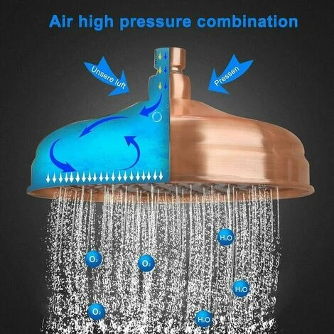 Cabezal De Ducha De Cobre, 20 Cm (8 Pulgadas) De Diámetro, Cabezal De Ducha Fijo De Alta Presión Con Cabezal De Ducha De ángulo Ajustable Cabezal De Ducha De Lluvia - Dorado 5 Cabezal De Ducha De Cobre, 20 Cm (8 Pulgadas) De Diámetro, Cabezal De Ducha Fijo De Alta Presión Con Cabezal De Ducha De ángulo Ajustable Cabezal De Ducha De Lluvia - Dorado - Imagen 3