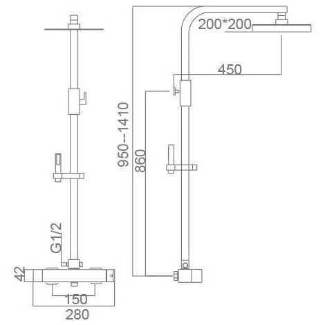 Conjunto De Ducha Cuadrado Negro Mate Serie Fiyi - IMEX 4 Conjunto De Ducha Cuadrado Negro Mate Serie Fiyi - IMEX - Imagen 2