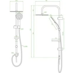 Columna De Ducha Altura Y Bajada Altura Ajustable Set Completo Ducha Negra -Hogar Baño Tienda 96069371 5