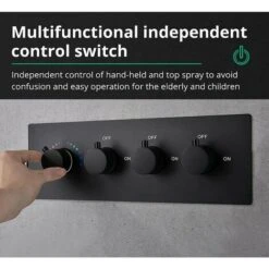 Columna De Ducha Termostática Negra, 500x360mm LED 3 Funciones Sistema De Ducha Empotrado, Aguacero, 4 120x130mm Boquillas De Masaje, Ducha De Mano De 3 Modos, Acero Inoxidable SUS 304 -Hogar Baño Tienda 96311623 3