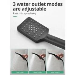Columna De Ducha Termostática Negra, 500x360mm LED 3 Funciones Sistema De Ducha Empotrado, Aguacero, 4 120x130mm Boquillas De Masaje, Ducha De Mano De 3 Modos, Acero Inoxidable SUS 304 -Hogar Baño Tienda 96311623 4