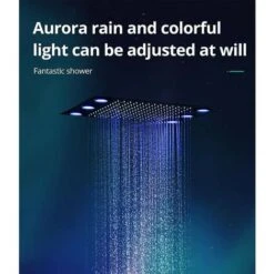 Columna De Ducha Termostática Negra, 500x360mm LED 3 Funciones Sistema De Ducha Empotrado, Aguacero, 4 120x130mm Boquillas De Masaje, Ducha De Mano De 3 Modos, Acero Inoxidable SUS 304 -Hogar Baño Tienda 96311623 5