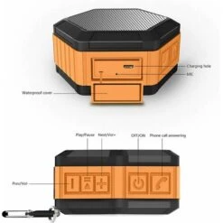 Mini Altavoz Portátil - Altavoz Bluetooth Para Ducha Con Gancho - Altavoz Bluetooth Resistente Al Agua 12 Horas De Reproducción Para Playa, Piscina, Hogar, Fiesta, Negro -Hogar Baño Tienda 97082419 3